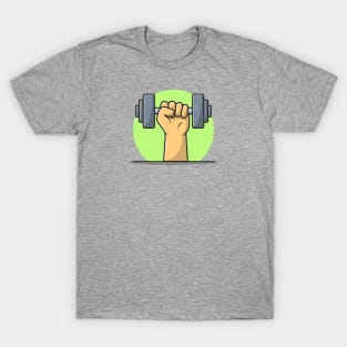 Hand Lifting Dumbbell Cartoon Vector Icon Illustration (3) T-Shirt